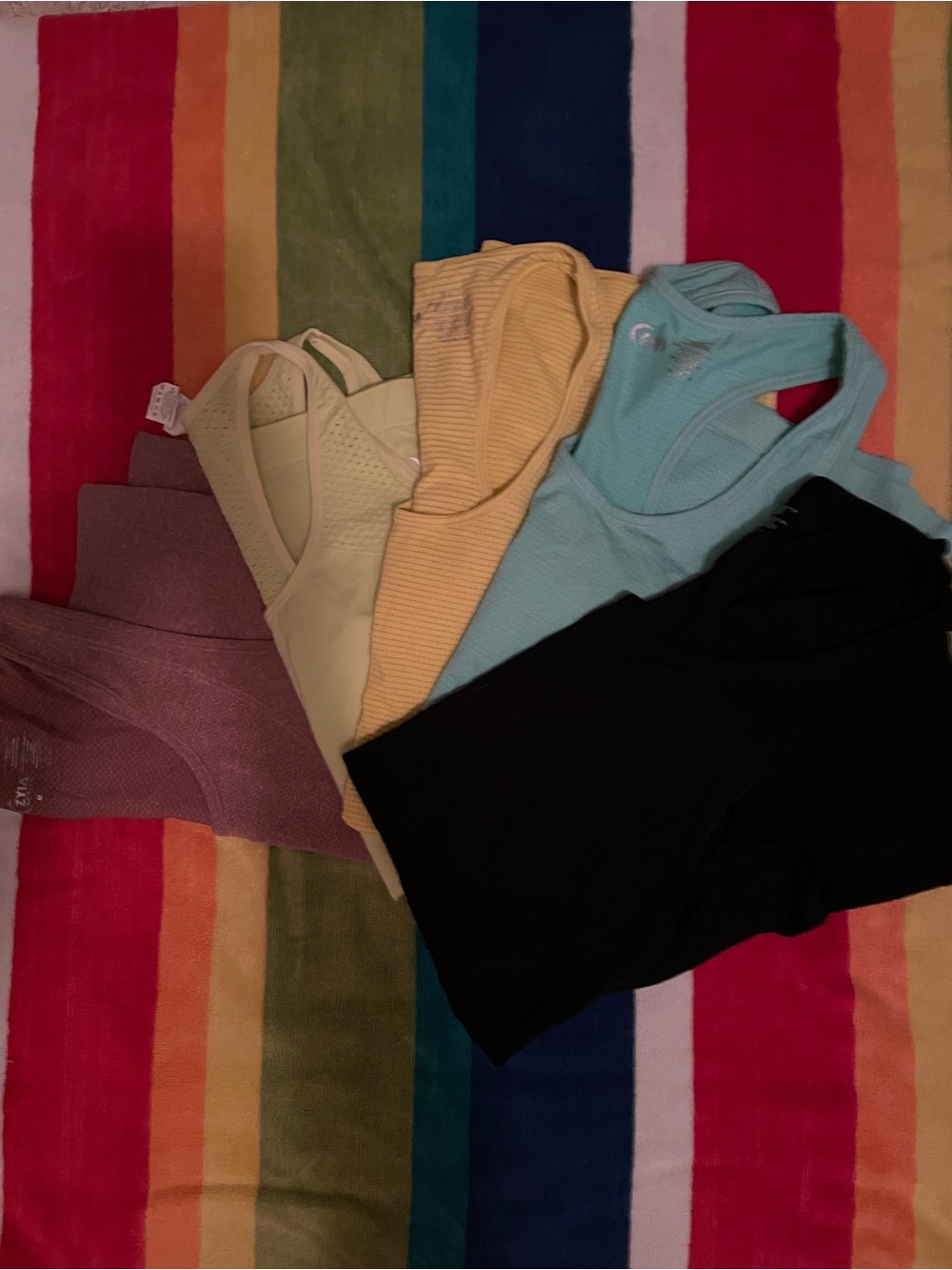 🌈5 ZYIA Racerback Tank Tops-Green, Yellow, Aqua, Mauve, Black - Picture 3 of 4
